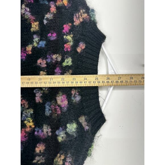 Hand Knit By Miss D Womens Sweater Size Unknown Black Colorful Knit Button Up - Picture 8 of 9